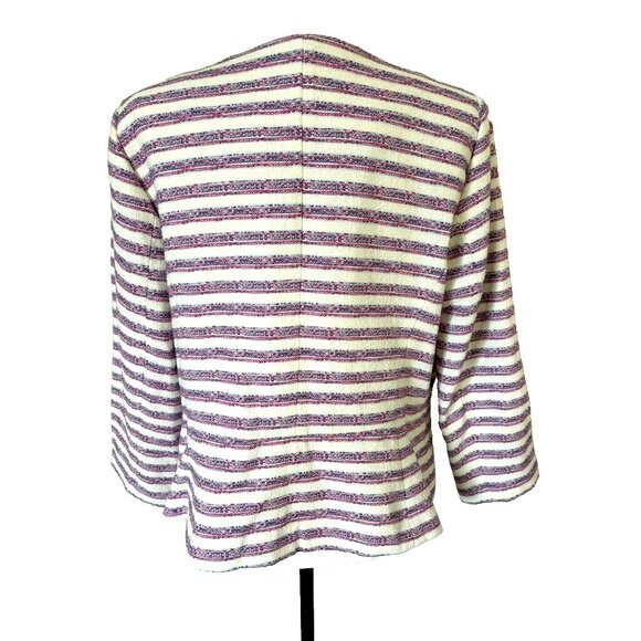 TALBOTS Women's Blazer Jacket Sze 16P Pink Blue Striped 3/4 Sleeve Pockets Lined - Picture 6 of 9